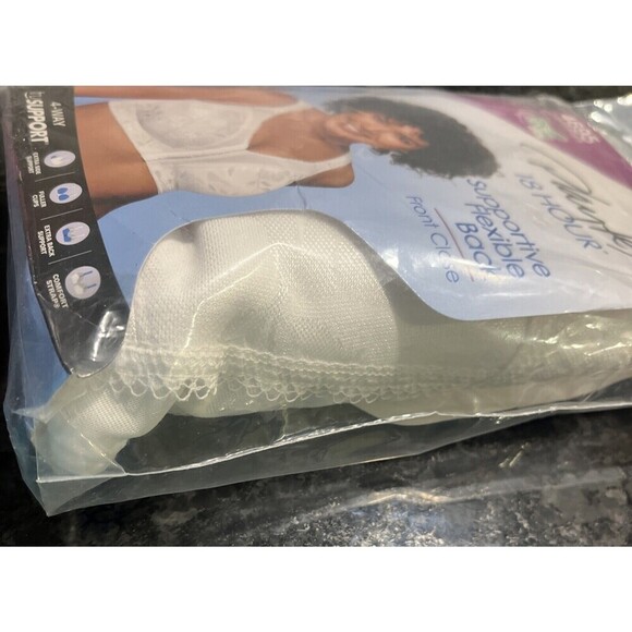 Playtex 18 Hour Supportive Flexible Back Bra 4695 Front Close White Size 38D NWT - Picture 4 of 5